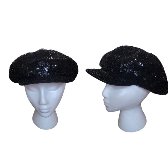 Vintage Accessories - 80's Black Sequin‎ Cap